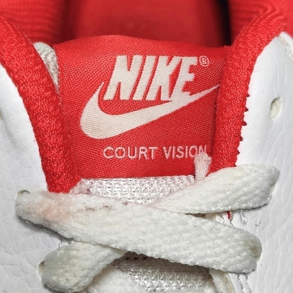 Nike Court Vision Lo Basketball Leather Sneakers White/Black/Red Mens Size 8 - Picture 4 of 9